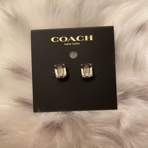 Coach Emerald Cut Crystal Earrings